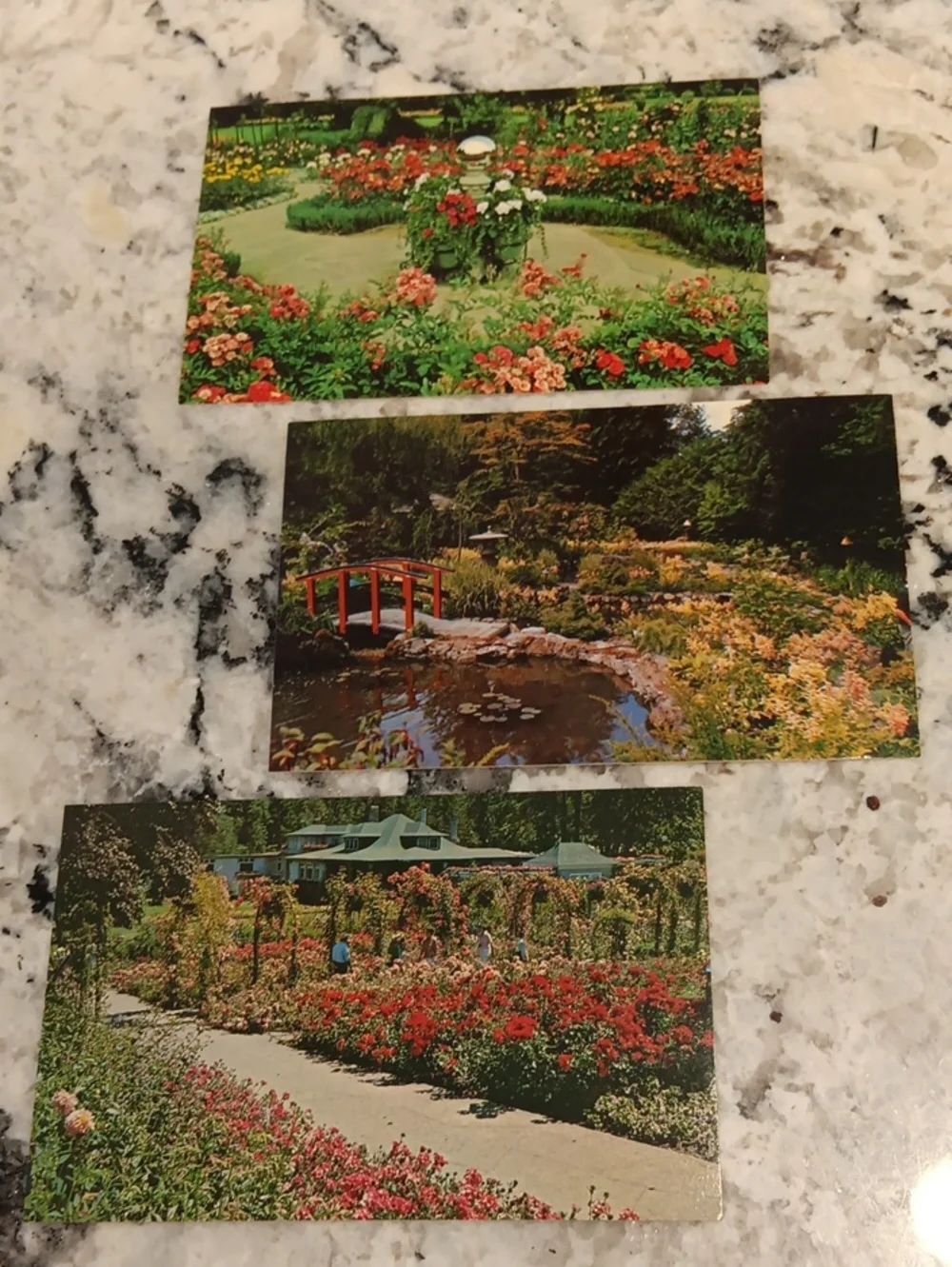 Hard to find Vintage Butchart Garden Postcards - Set of 3 Floral Scenic Prints